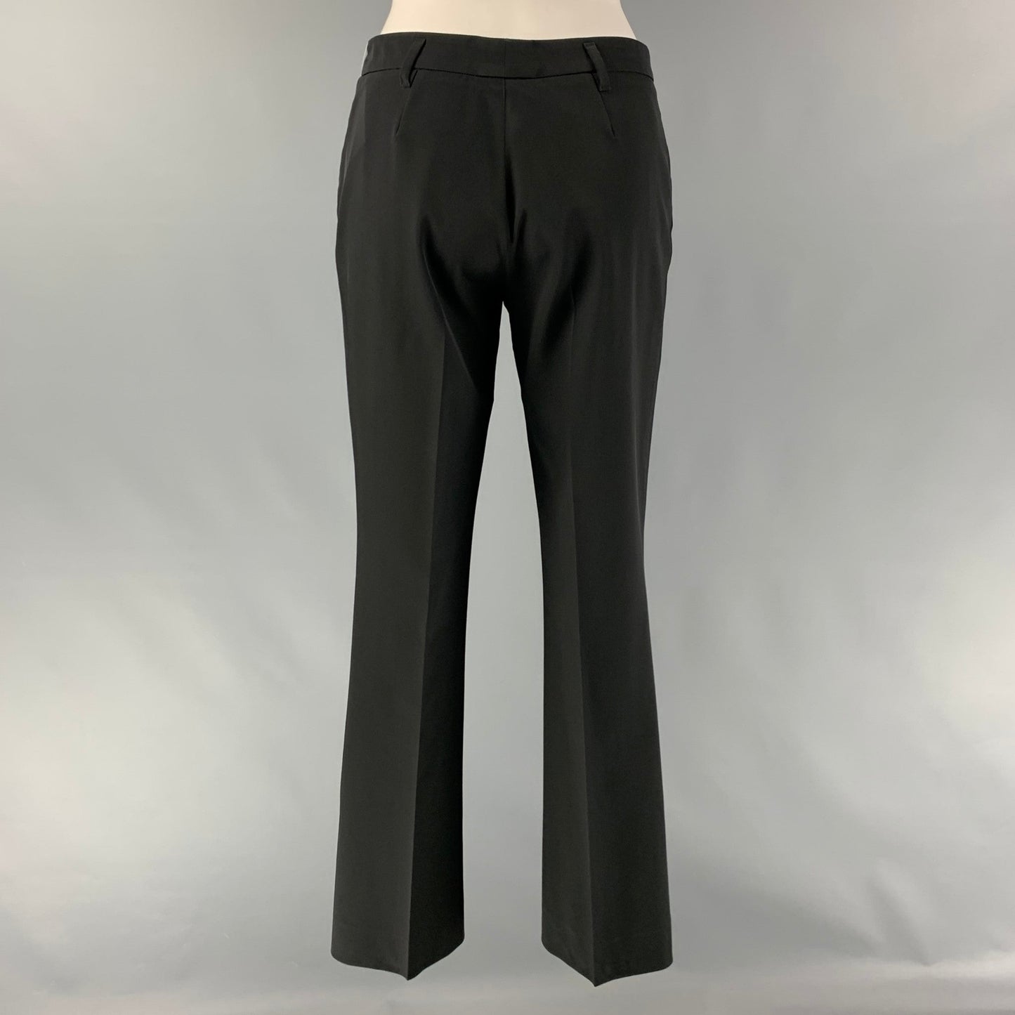 PRADA Size 4 Black Polyester &  Elastane Solid Straight Dress Pants