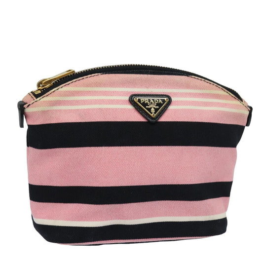 PRADA Pouch Canvas Pink Black  82242