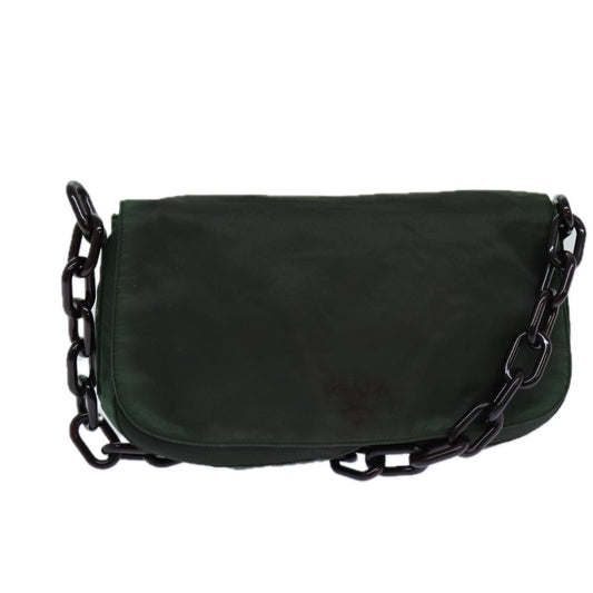 PRADA Chain Shoulder Bag Nylon Green  82275