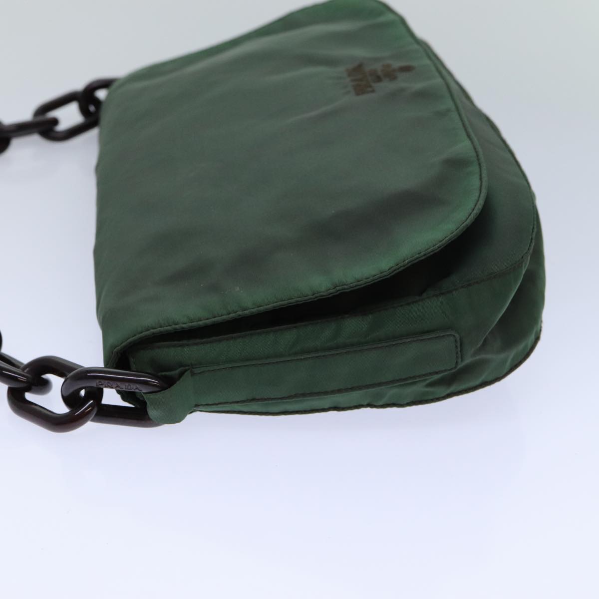 PRADA Chain Shoulder Bag Nylon Green  82275