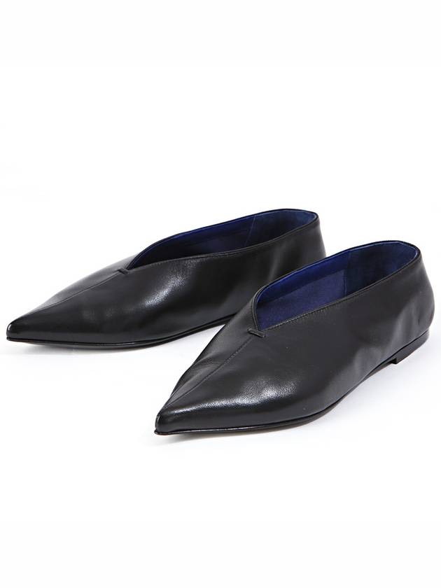 CELINE Stitch Babouche Point Toe Leather Flat Black