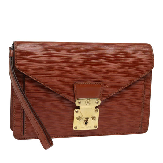 LOUIS VUITTON Epi Serie Dragonne Hand Bag Brown Zipang gold M52618 LV 82378