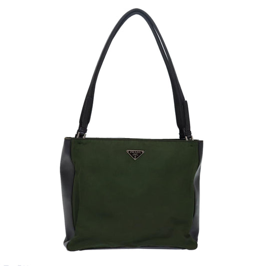 PRADA Shoulder Bag Nylon Leather Khaki Brown  82562