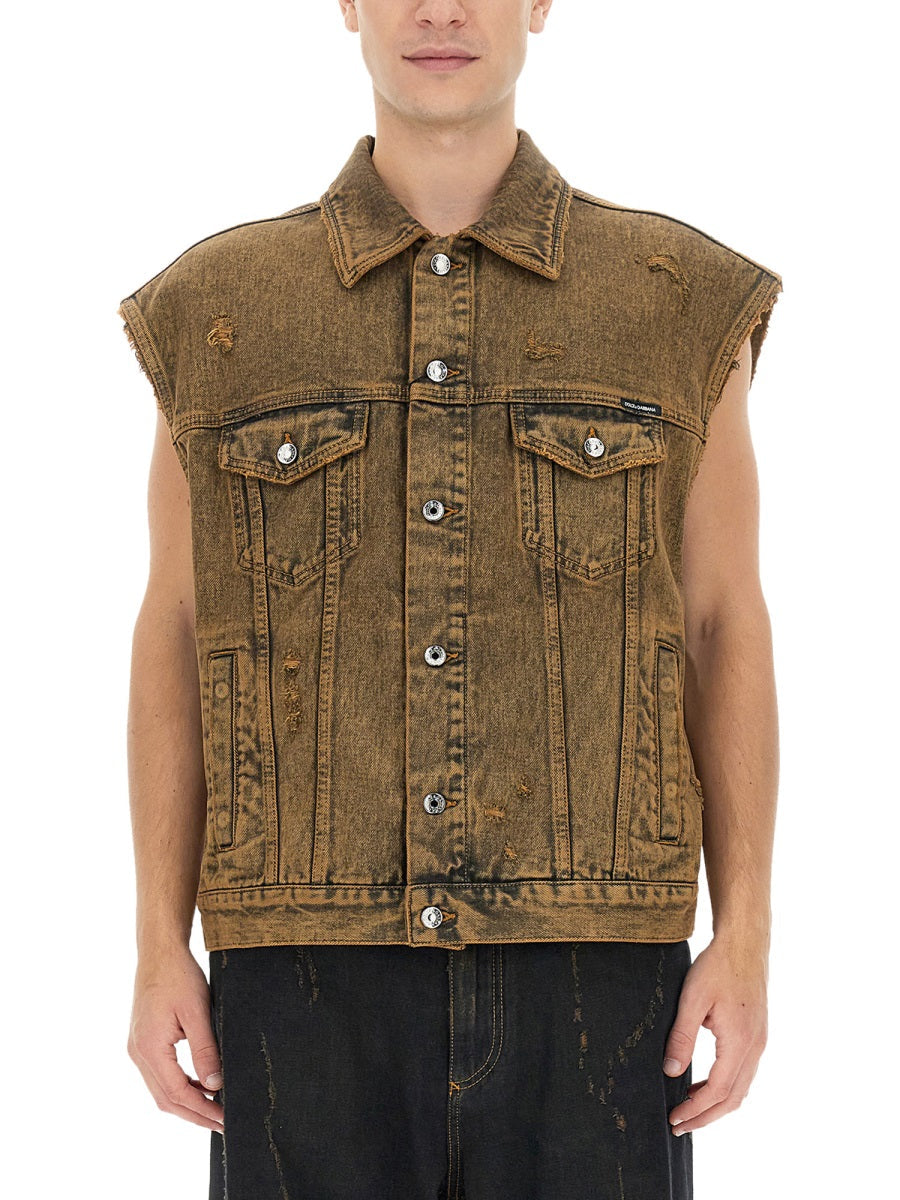 Dolce & Gabbana Men Denim Vest