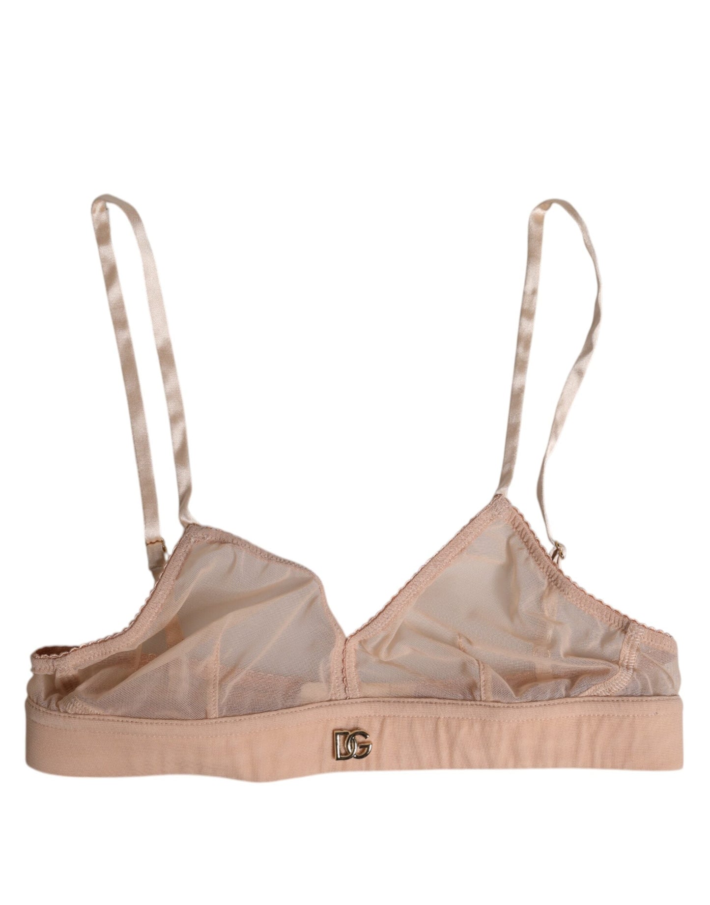 Dolce & Gabbana Powder Pink Nylon DG Logo Non Wire Bra Women's Underwear