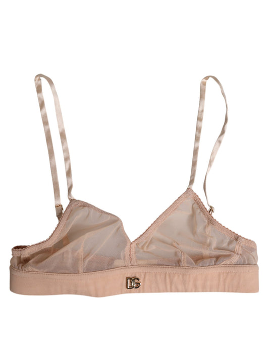 Dolce & Gabbana Powder Pink Nylon DG Logo Non Wire Bra Women's Underwear