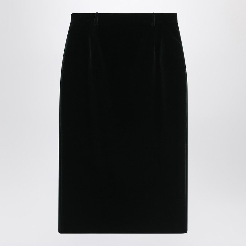 Saint Laurent Green Velvet Wrap Midi Skirt Women
