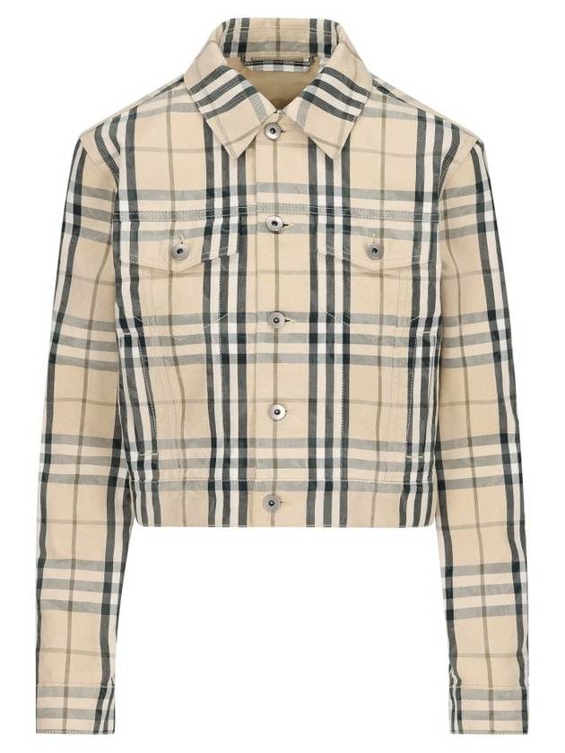 Burberry Check Cropped Denim Jacket Grain