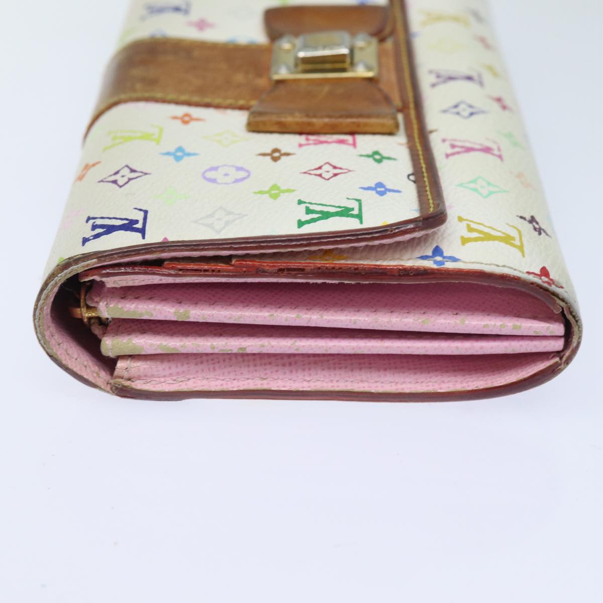 LOUIS VUITTON Multicolor Portefeuille Sara Nu Wallet White M60277 LV 82988