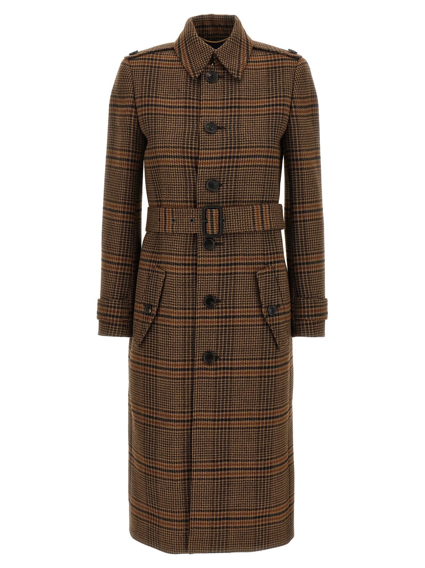 Saint Laurent Women Prince Of Wales Wool Coat