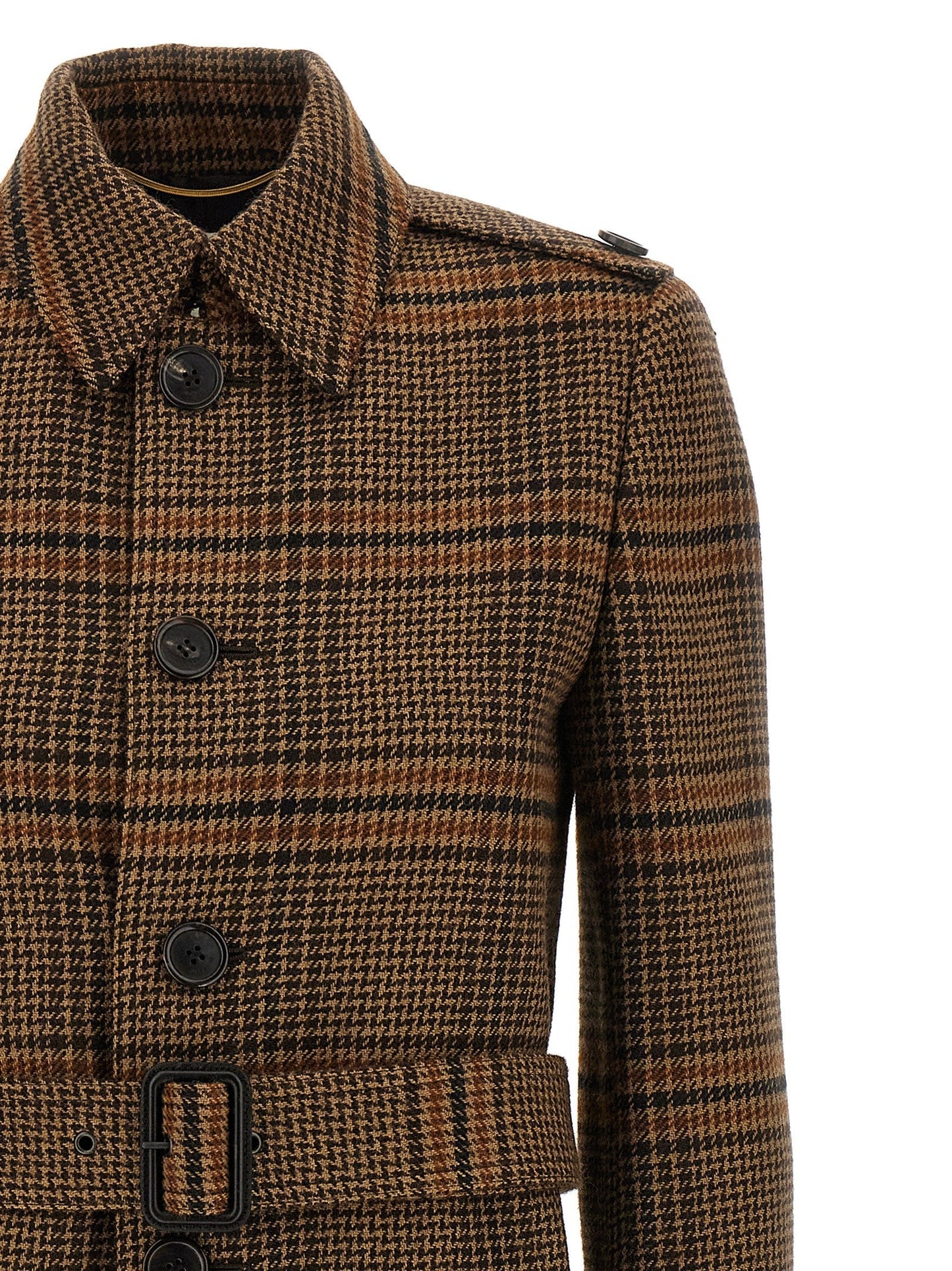 Saint Laurent Women Prince Of Wales Wool Coat