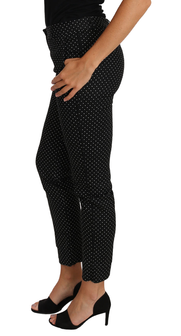 Dolce & Gabbana Black Dress Polka Dot Cropped Straight Women's Pants