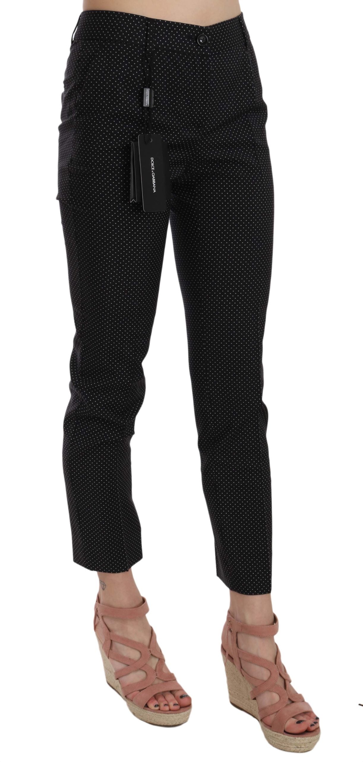 Dolce & Gabbana Polka Dot Slim Capri Trousers Tapered Women's Pants