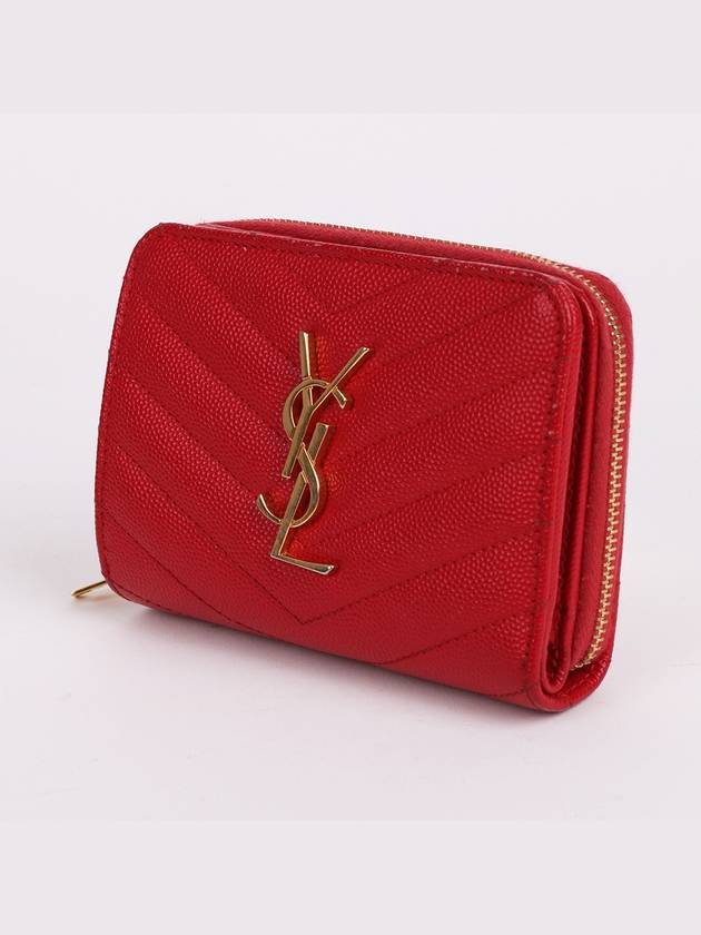 Saint Laurent YSL gold plated red women s wallet 403723