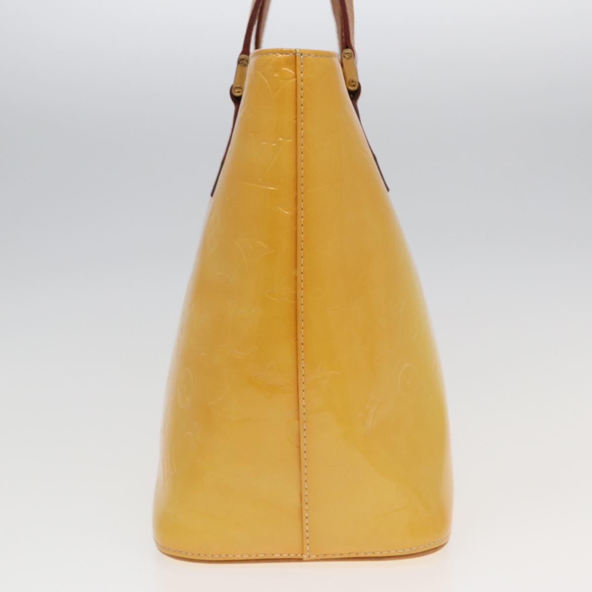 LOUIS VUITTON Monogram Vernis Houston Hand Bag Lime Yellow M91055 LV 83222