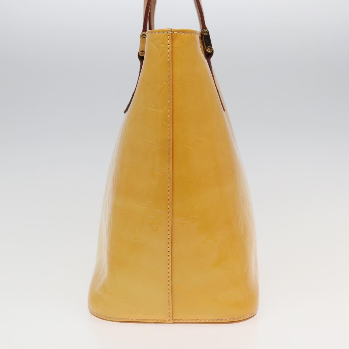 LOUIS VUITTON Monogram Vernis Houston Hand Bag Lime Yellow M91055 LV 83222