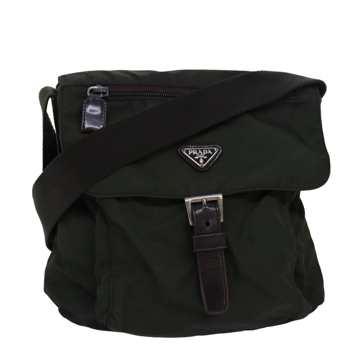 PRADA Shoulder Bag Nylon Khaki Brown  83228