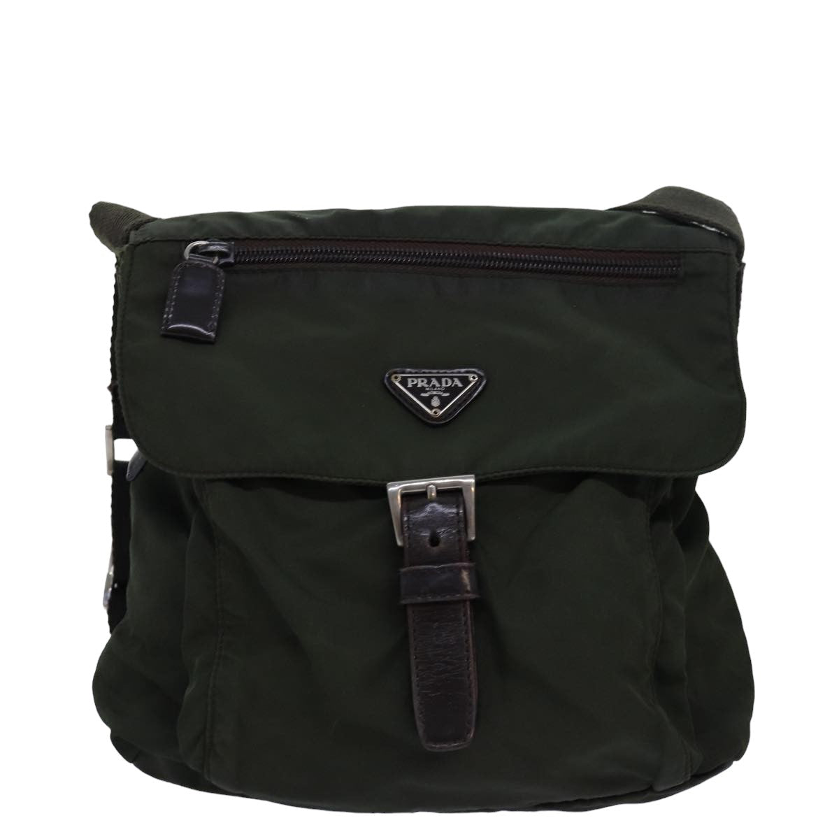 PRADA Shoulder Bag Nylon Khaki Brown  83228
