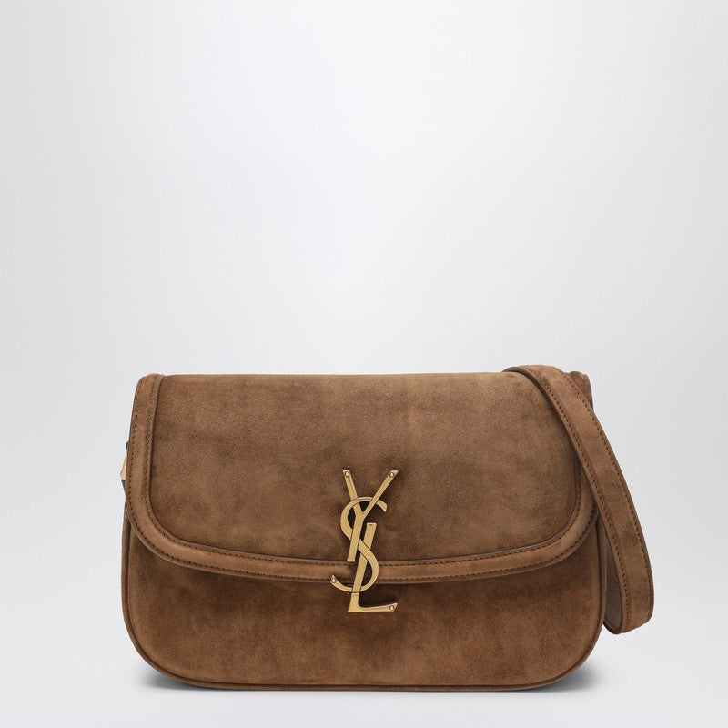 Saint Laurent Borsa Solferino Medium In Suede Caramel Cognac Women