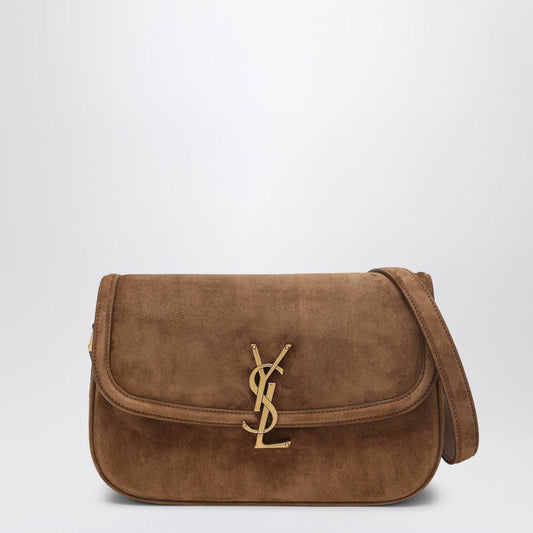 Saint Laurent Borsa Solferino Medium In Suede Caramel Cognac Women
