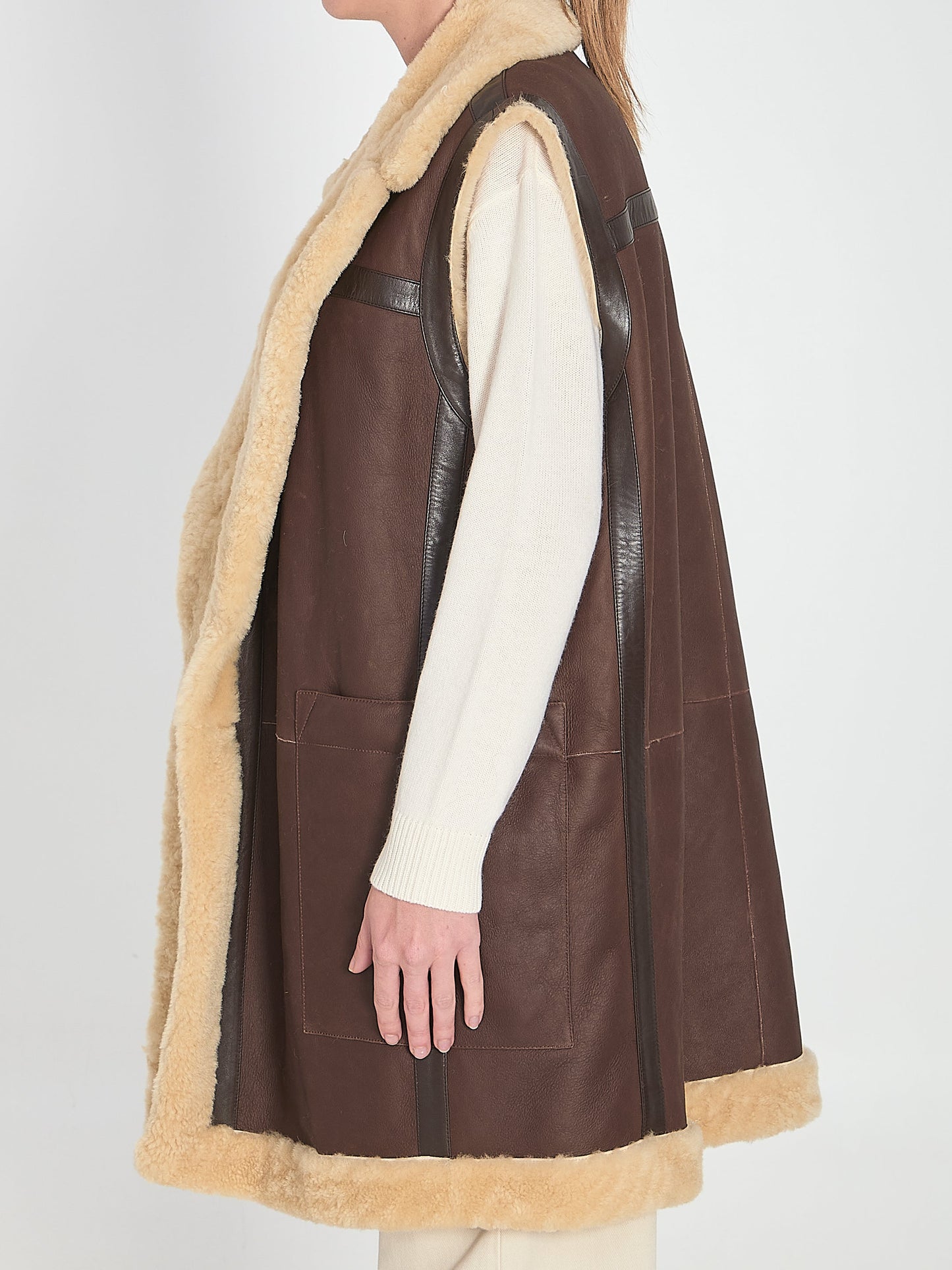 BOTTEGA VENETA Shearling Long Vest - Size 40