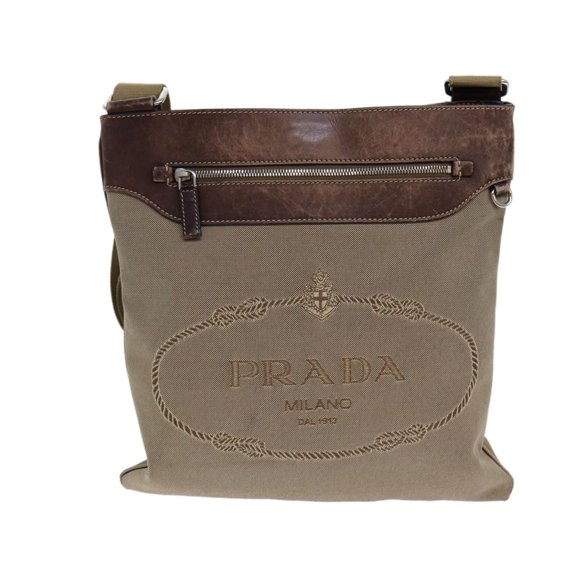 PRADA Shoulder Bag Canvas Beige  83253