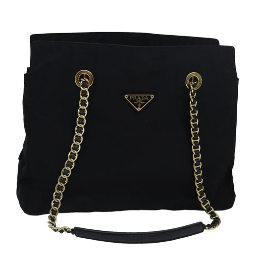 PRADA Chain Shoulder Bag Nylon Black  83280