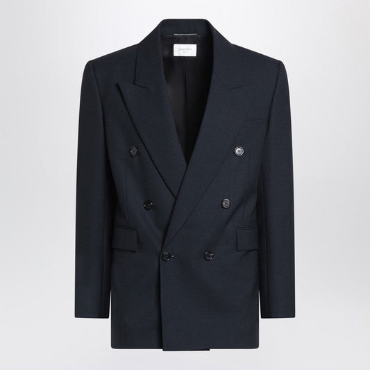 Saint Laurent Double-Breasted Navy Blue Wool Jacket Men