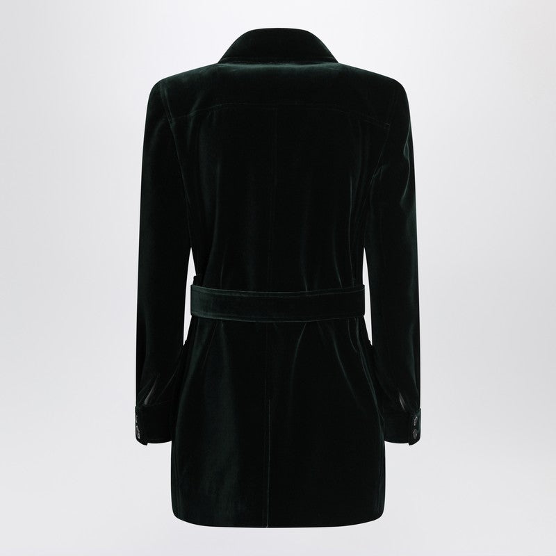 Saint Laurent Green Velvet Safari-Style Jacket Women
