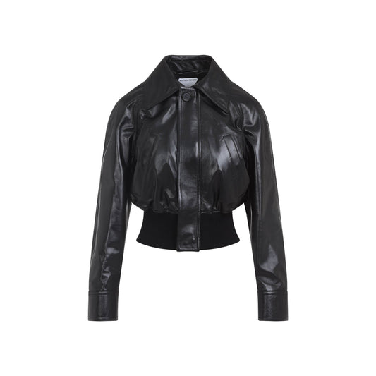 BOTTEGA VENETA Women's Lamb Skin Short Bomber Jacket