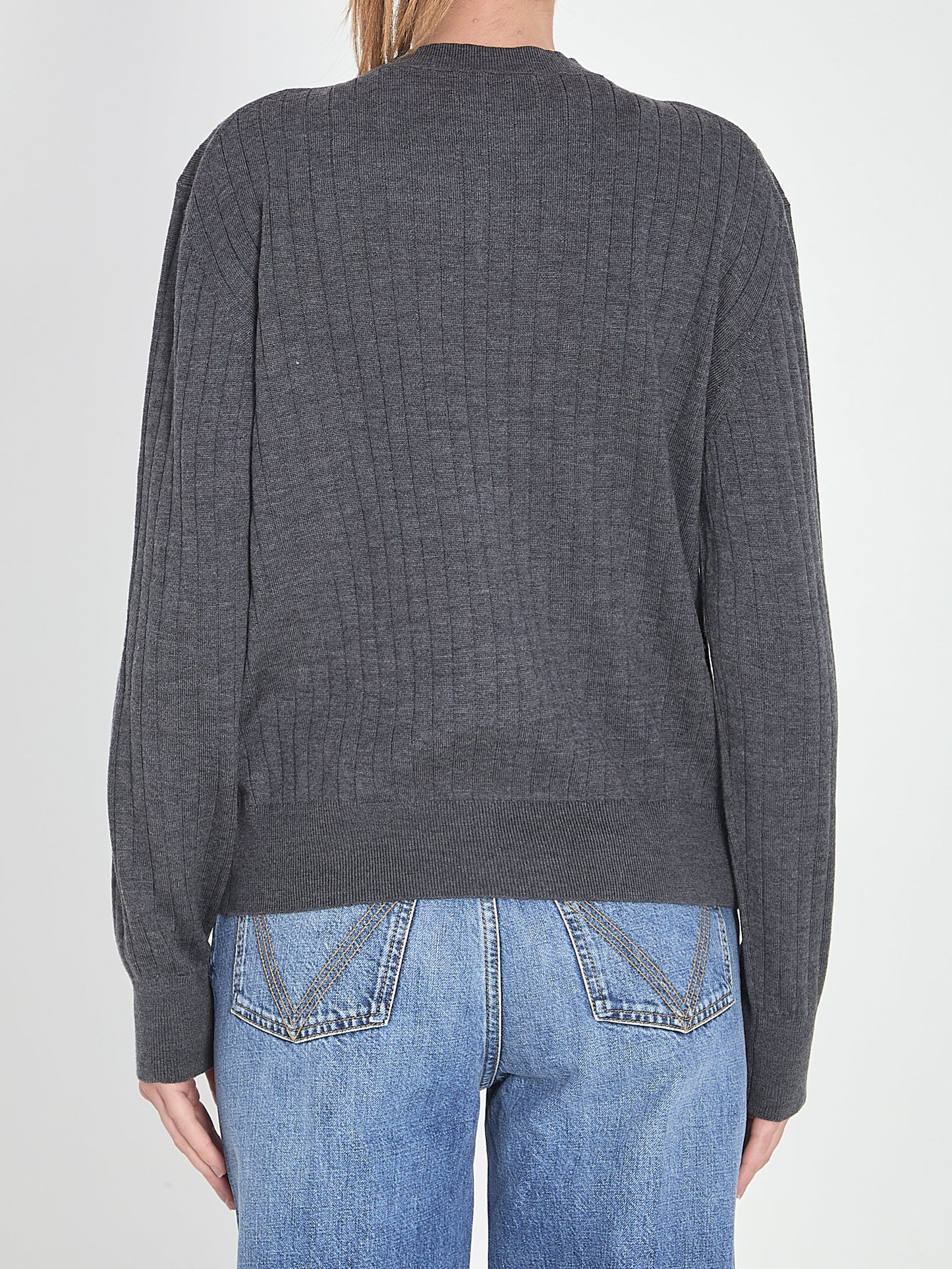 BOTTEGA VENETA Wool Cardigan with Ribbed Knit Edges