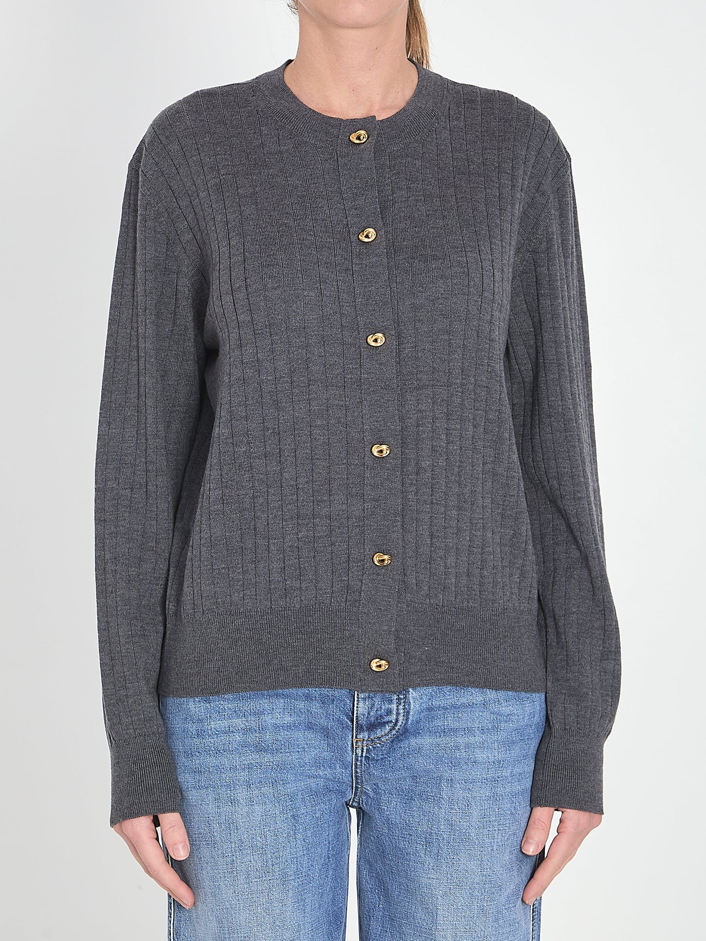 BOTTEGA VENETA Elegant Wool Rib Cardigan for Women