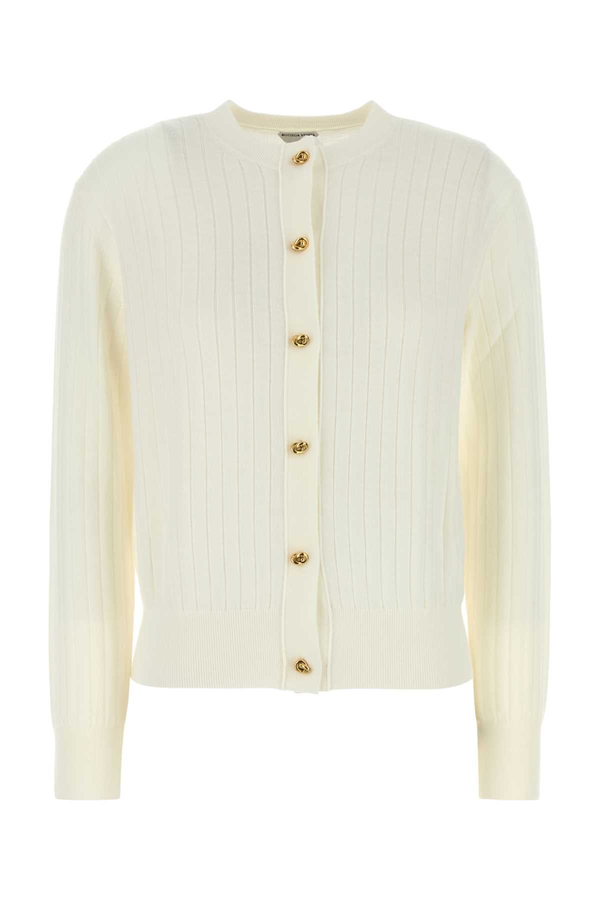 BOTTEGA VENETA Wool Cardigan with Gold Knit Buttons