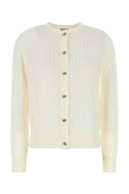 BOTTEGA VENETA Wool Cardigan with Gold Knit Buttons