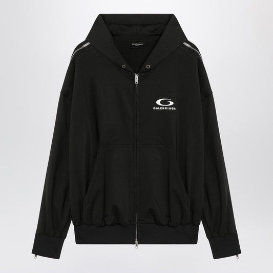 Balenciaga Black Zip-Up Sweatshirt Loop Sports Icon Women