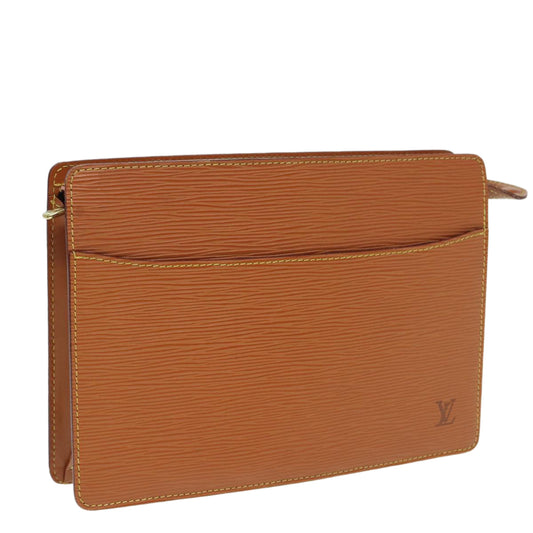 LOUIS VUITTON Epi Pochette Homme Clutch Bag Brown Zipang gold M52528 83787
