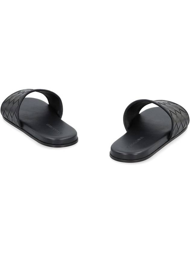 Bottega Veneta Intrecciato Leather Slippers Black