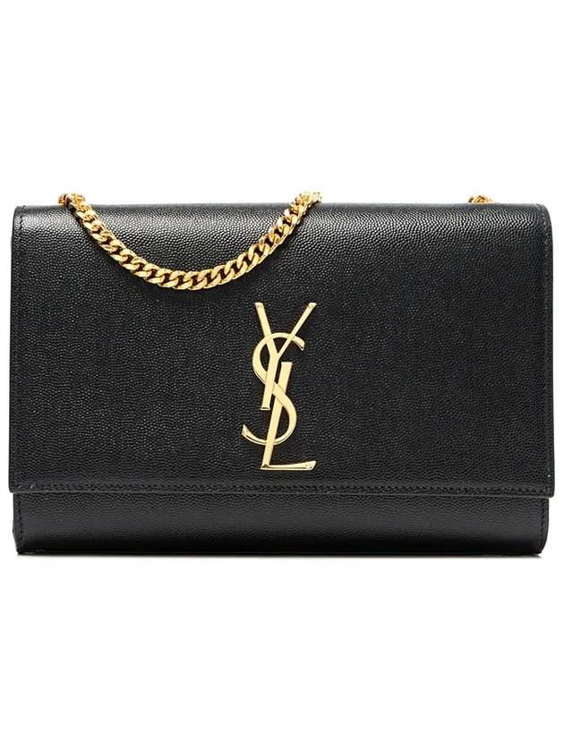 Saint Laurent Monogram Kate Chain Gold Hardware Medium Cross Bag Black