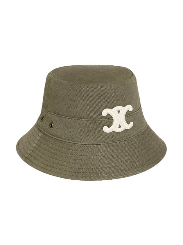 CELINE Triomphe Cotton Gabardine Bucket Hat Khaki