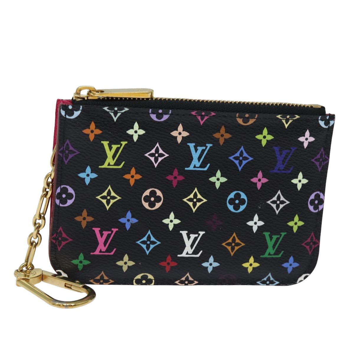 LOUIS VUITTON Multicolor Pochette ClesNM Coin Purse Black M60279 LV 84090