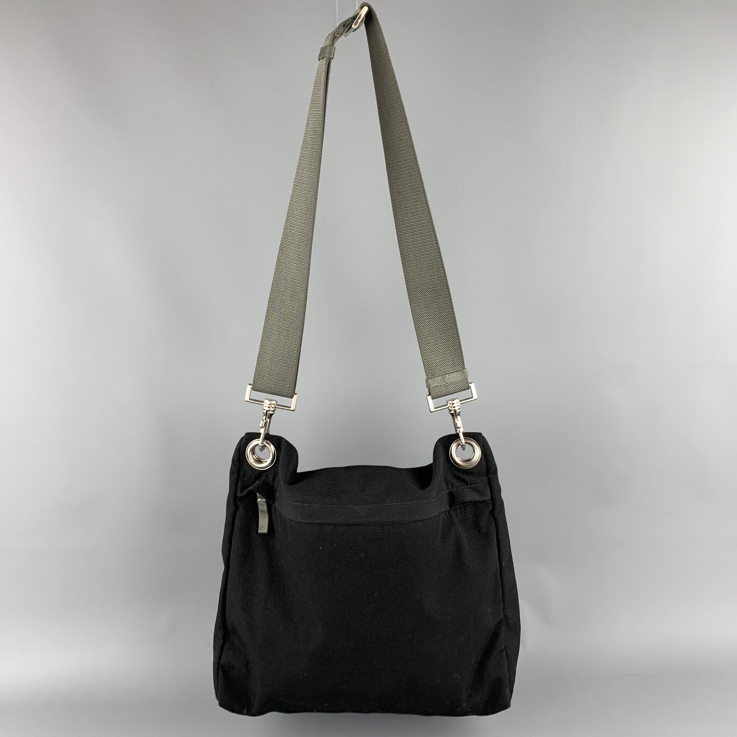 PRADA Black Polyamide Canvas Messenger Handbag