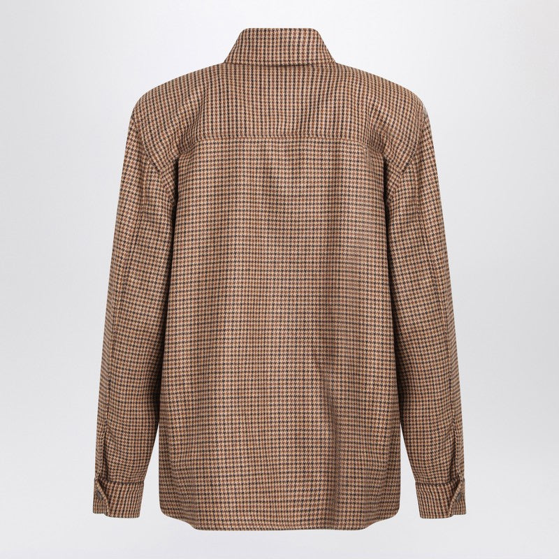 Saint Laurent Overshirt In Beige/Brown/Black Houndstooth Women