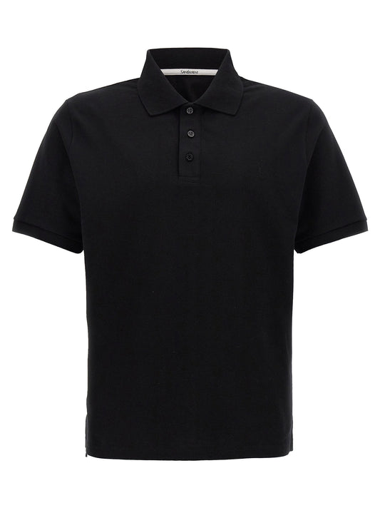 Saint Laurent Men Logo Embroidery Polo Shirt