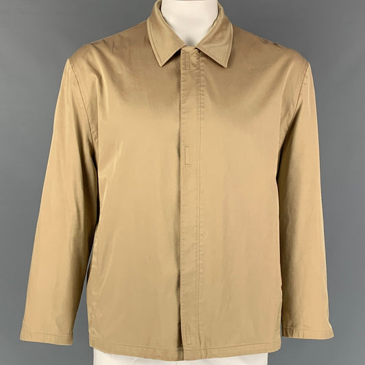 PRADA Size XL Beige Solid Silk Blend Zip & Velcro Jacket