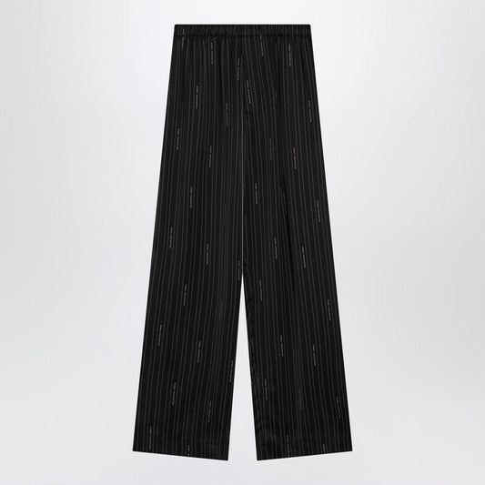 Balenciaga Soft Pinstriped Black Pants With Logo Women