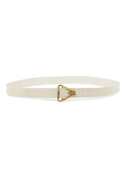 Bottega Veneta Grasp Triangle Buckle Leather Belt White