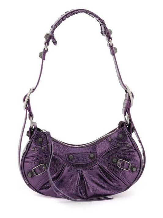 Balenciaga Metallic Le Cagol XS Lambskin Shoulder Bag Purple