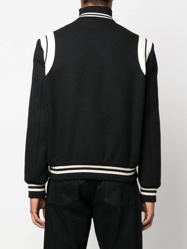 Saint Laurent Teddy Bomber Jacket in Wool Black White