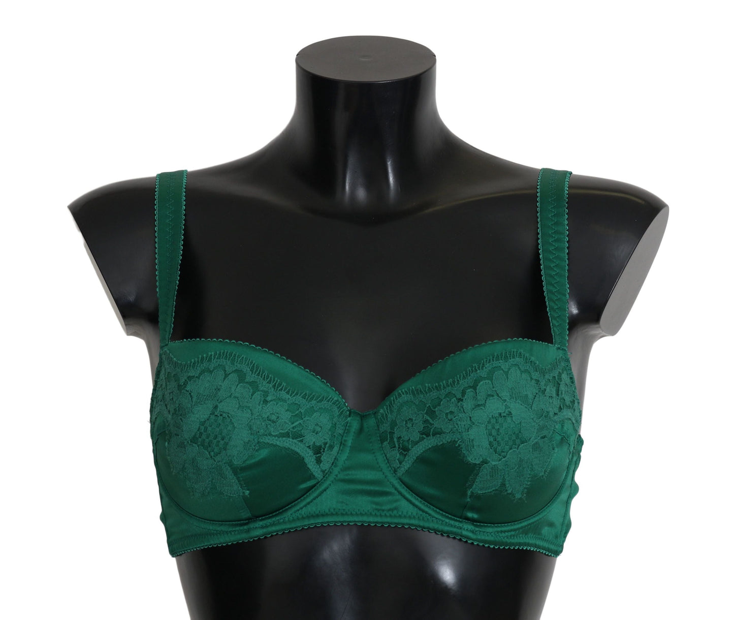 Dolce & Gabbana Green Silk Stretch Floral Lace Bra Women's Underwear