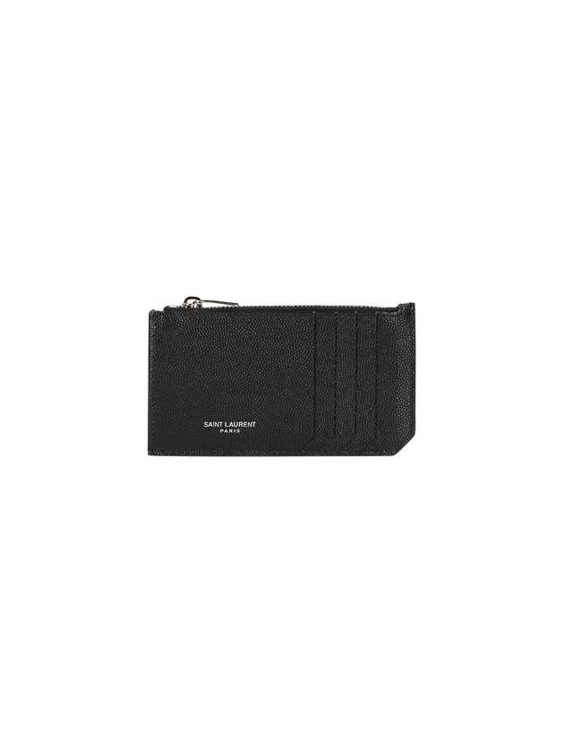 Saint Laurent Leather Zipper Classic Fragment Card Wallet Black